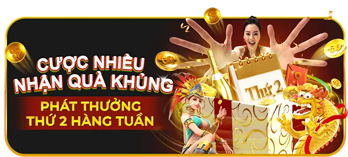 Biểu ngữ khuyến mãi slot game với các phần thưởng hấp dẫn và vòng quay miễn phí